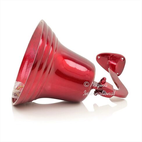 Old School Classic Brass Metal Finished Glossy Bell with Cotton Puller | Nautical Marine Decor Gifts (Blazing Red, 11 Inches) in Saudi Arabia