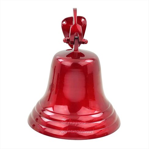 Old School Classic Brass Metal Finished Glossy Bell with Cotton Puller | Nautical Marine Decor Gifts (Blazing Red, 11 Inches) in Saudi Arabia