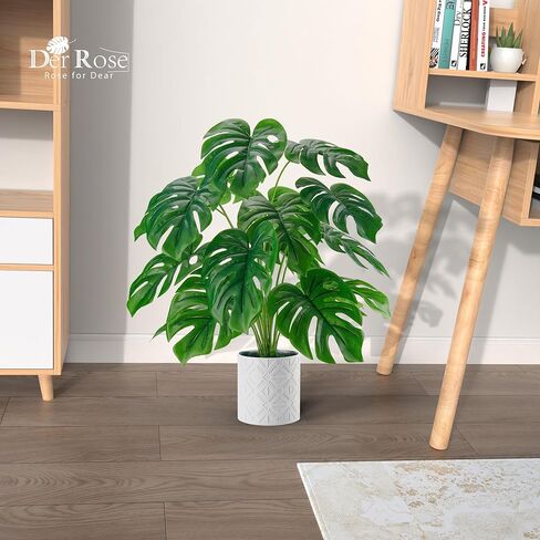 دير روز النباتات الاصطناعية الداخلية كبيرة 28 '' monstera مزيفة مصعى النباتات الداخلية طويلة للمنزل مزرعة غرفة نوم ديكور غرفة المعيشة in Kuwait