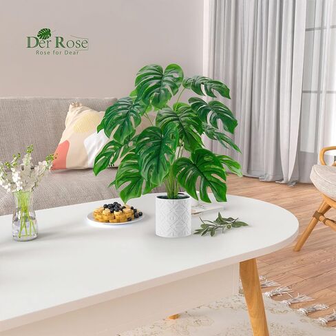 دير روز النباتات الاصطناعية الداخلية كبيرة 28 '' monstera مزيفة مصعى النباتات الداخلية طويلة للمنزل مزرعة غرفة نوم ديكور غرفة المعيشة in Kuwait