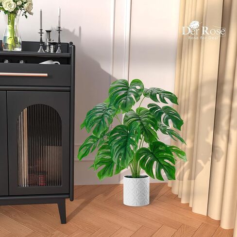 دير روز النباتات الاصطناعية الداخلية كبيرة 28 '' monstera مزيفة مصعى النباتات الداخلية طويلة للمنزل مزرعة غرفة نوم ديكور غرفة المعيشة in Kuwait