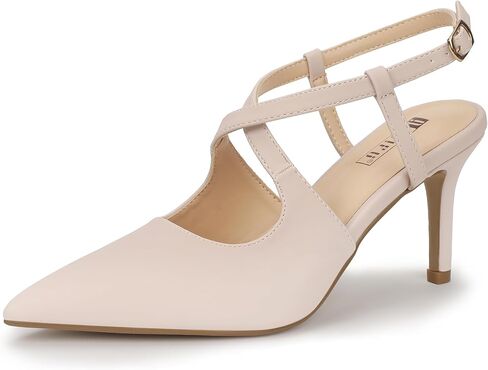 IDIFU IN3 Womens Closed Pointed Toe Heels Low Stilettos Pumps Slingback Adjustable Cross Strap Dress Shoes for Women Wedding Party Prom Evening Dressy Comfortable Sexy Trendy Pumps Shoes in Saudi Arabia