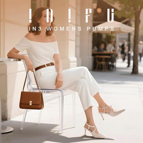 IDIFU IN3 Womens Closed Pointed Toe Heels Low Stilettos Pumps Slingback Adjustable Cross Strap Dress Shoes for Women Wedding Party Prom Evening Dressy Comfortable Sexy Trendy Pumps Shoes in Saudi Arabia