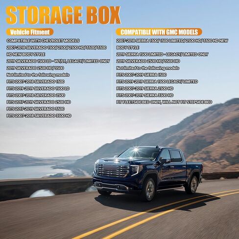 صندوق أدوات الشاحنات Wildwolf لعام 2019-2024 Chevy Silverado 1500/لـ 19-24 GMC Sierra 1500 ، صناديق تخزين منظم الفراش ، وصناديق البقالة المائية المقاومة للماء ، و Cargo Carning Bins Parts Parts l in Saudi Arabia