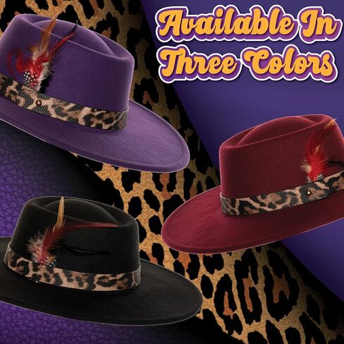 UNDERWRAPS Classic Adult Fedora Hat - Pimp Hat for Halloween, Leopard Print Band, 80s Gangster, Men's & Women's Fedora in Saudi Arabia