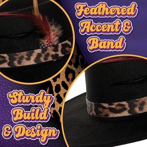 UNDERWRAPS Classic Adult Fedora Hat - Pimp Hat for Halloween, Leopard Print Band, 80s Gangster, Men's & Women's Fedora in Saudi Arabia