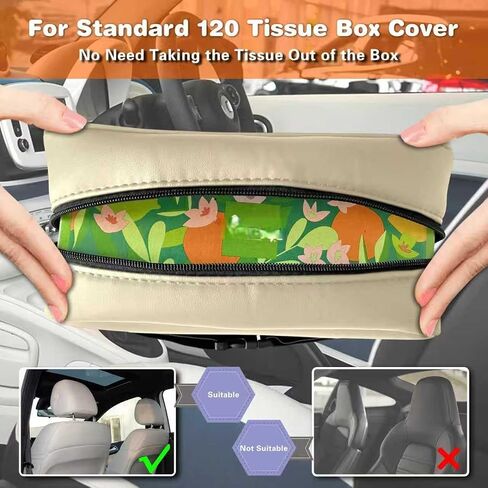 Large Car Tissue Holder for 120 Standard Tissues, Premium PU Leather Tissue Holder in Car Backseat Rectangular, Napkin Holder for Car Fits for Kleenex Tissues Box Daily Use (Black) in Saudi Arabia