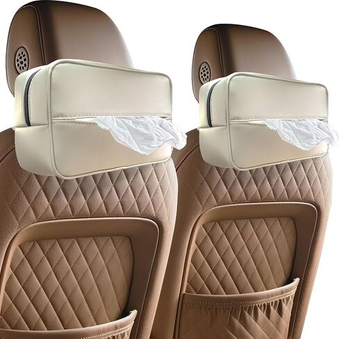 Large Car Tissue Holder for 120 Standard Tissues, Premium PU Leather Tissue Holder in Car Backseat Rectangular, Napkin Holder for Car Fits for Kleenex Tissues Box Daily Use (Black) in Saudi Arabia