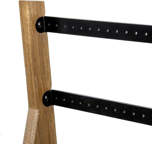 MyGift Premium Acacia Wood and Matte Black Metal Earring Holder – Tabletop Jewelry Organizer Stand with Storage Tray for Earrings, Rings, Necklaces in Saudi Arabia