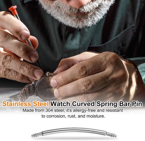 Harfington Watch Band Band Pins Curved Spring Bar Pin مجموعة من الفولاذ المقاوم للصدأ مصنفة مزدوجة حجارة. in Saudi Arabia