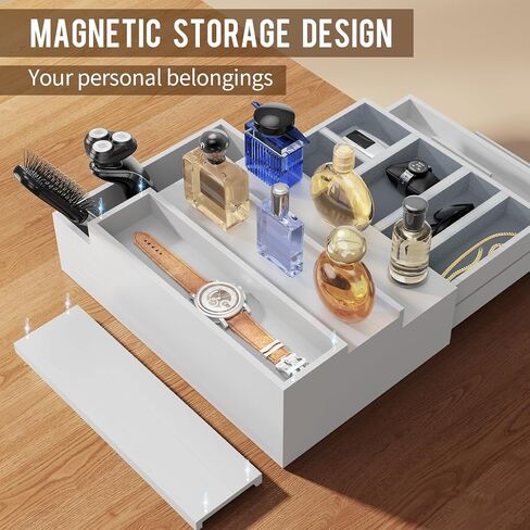 Cologne Organizer for Men,3 Tier Cologne Stand with 2 Drawer and Side Extended Storage Space,Wood Perfume Stand Organizer，Great Gift Packing Box for Men and Women-Black in Saudi Arabia