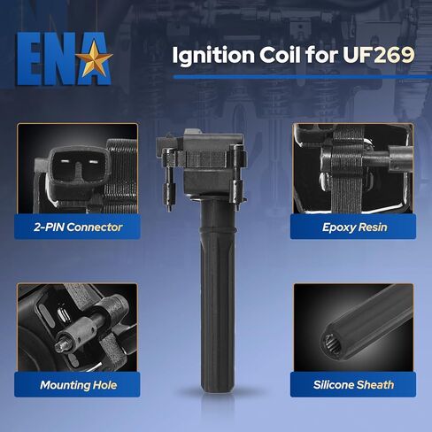مجموعة ENA من 6 ملفات الاشتعال و Iridium Spark Plug 2000 2001 2002 2003 2004 2005 متوافقة مع Chrysler Dodge Concorde 300 Intrepid LHS Pacifica Prowler Magnum 2.7L 3.2L 3.5L لـ UF269 UF395 in Kuwait