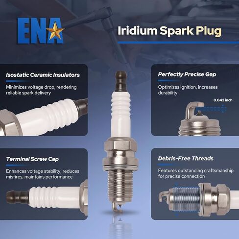 مجموعة ENA من 6 ملفات الاشتعال و Iridium Spark Plug 2000 2001 2002 2003 2004 2005 متوافقة مع Chrysler Dodge Concorde 300 Intrepid LHS Pacifica Prowler Magnum 2.7L 3.2L 3.5L لـ UF269 UF395 in Kuwait