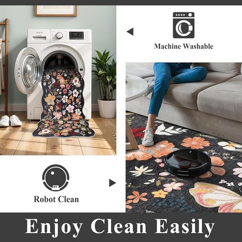 المدخل القابل للغسل 2x4 البساط الأزهار: عدادات منخفضة من الصلاحين السجاد غير القابل للبقع للبقع للدخول المطبخ المطبخ ناعم ديكور المنزل رقيقة. in Kuwait