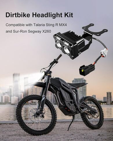 Upgrade Headlight Kit Fits for Talaria Sting R MX4 Sur-Ron Segway X260, Square Lamp Shell, Plug and Play Motorcycle LED Front Light with Adjustable Bracket & Adapter Harness in Kuwait