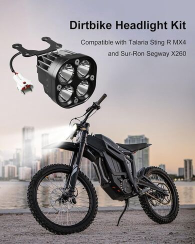 Upgrade Headlight Kit Fits for Talaria Sting R MX4 Sur-Ron Segway X260, Square Lamp Shell, Plug and Play Motorcycle LED Front Light with Adjustable Bracket & Adapter Harness in Kuwait