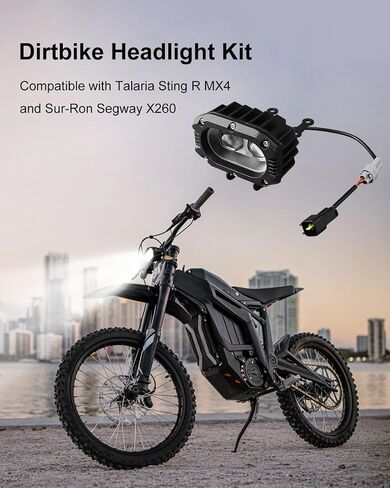 Upgrade Headlight Kit Fits for Talaria Sting R MX4 Sur-Ron Segway X260, Square Lamp Shell, Plug and Play Motorcycle LED Front Light with Adjustable Bracket & Adapter Harness in Kuwait