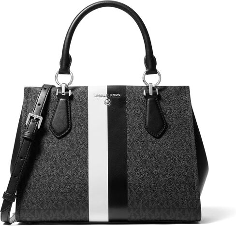 Michael Kors Marilyn Medium Satchel, Optic White/Aluminum in Saudi Arabia