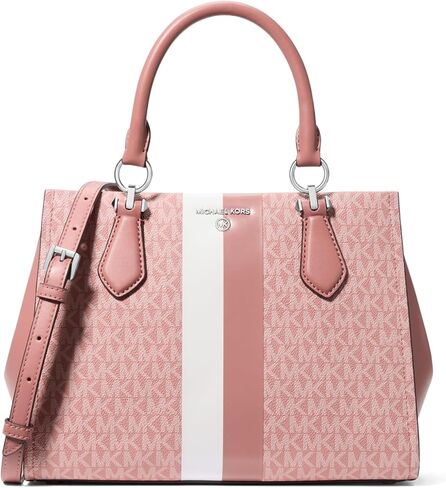 Michael Kors Marilyn Medium Satchel, Optic White/Aluminum in Saudi Arabia