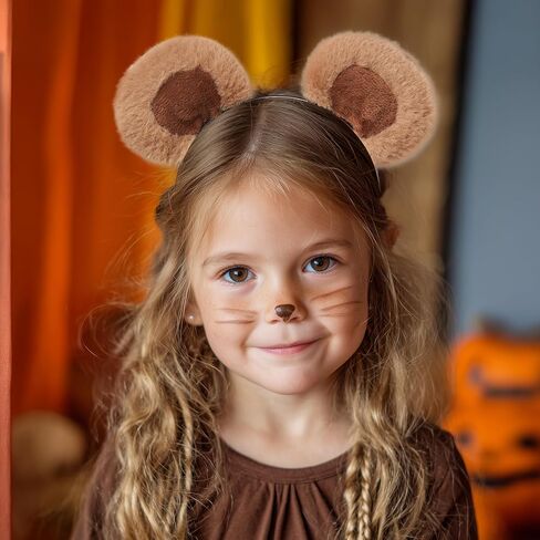 Spooktacular Creations Bear Ear Headband for Adults Kids, Brown Movable Headwears for Halloween Bear Costume Accessories, Soft Toddler Animal Ear for Women Washing Face Cosplay Party in Saudi Arabia