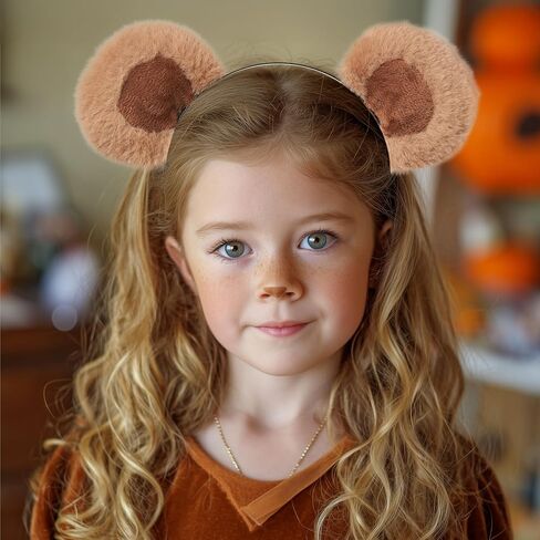 Spooktacular Creations Bear Ear Headband for Adults Kids, Brown Movable Headwears for Halloween Bear Costume Accessories, Soft Toddler Animal Ear for Women Washing Face Cosplay Party in Saudi Arabia