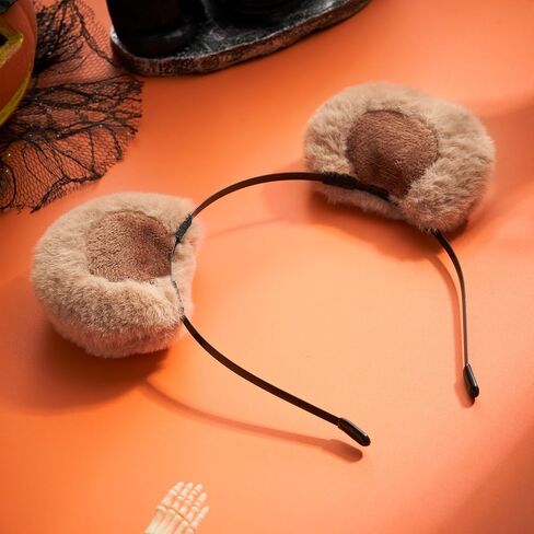 Spooktacular Creations Bear Ear Headband for Adults Kids, Brown Movable Headwears for Halloween Bear Costume Accessories, Soft Toddler Animal Ear for Women Washing Face Cosplay Party in Saudi Arabia