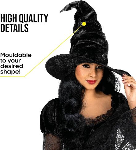 Morph Ruched Black Witch Hats For Women, Witch Accessories For Womens Hat, Halloween Costumes For Women Adult in Saudi Arabia