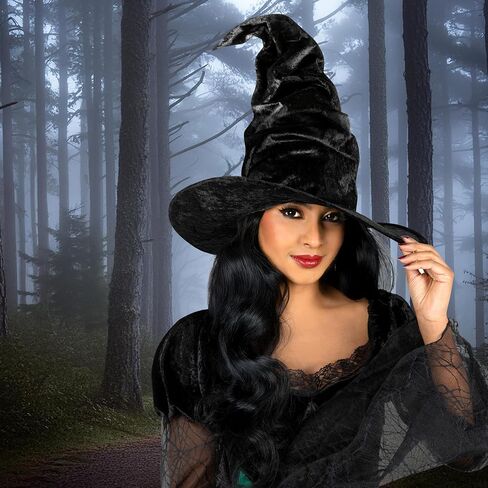 Morph Ruched Black Witch Hats For Women, Witch Accessories For Womens Hat, Halloween Costumes For Women Adult in Saudi Arabia