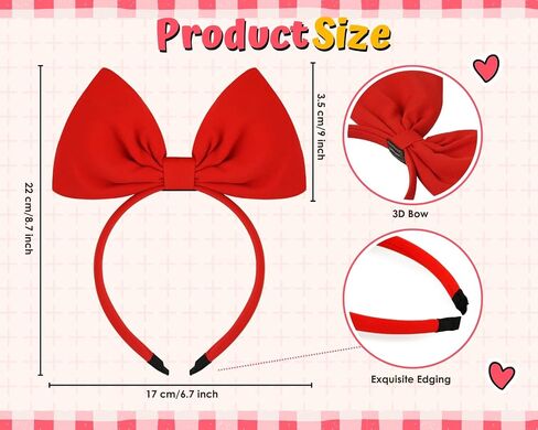 Ds.Distictive Style Red Bow Hair Band Banddress ، وملحقات الشعر للحفلات والتشكيل in Kuwait