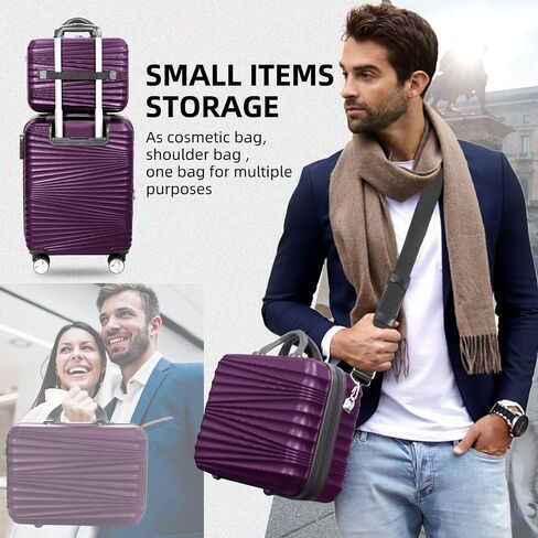 LEAVES KING Luggage 5 Piece Sets, Hard Shell Luggage Set Expandable Carry on Luggage Suitcase with Spinner Wheels Durable Lightweight Travel Set for Men Women(14/18/20/24/28, Purple) in Saudi Arabia