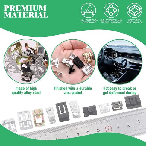 104Pcs 10 Sizes Metal Trim Panel Spring Clip with Fasteners Remover, 7.9mm 10mm 11mm 13.1mm 14.1mm 15.3mm 15.8mm 16mm 17.3mm 18.2mm Auto U-Clip Trim Moulding Clips in Saudi Arabia
