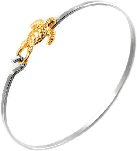 Sea Turtle Bracelet - Latch Cuff TwoTone in Kuwait