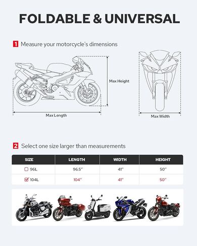 Benlari Motorcycle Cover Waterproof Outdoor, Heavy Duty Motorcycle Cover, Universal All Season Protection Night Reflective with Lock-Holes American Flag Fits up to 104" Motorcycles Vehicle Cover in Saudi Arabia