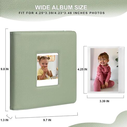 CAIYOULE 288 Pockets Photo Album for Polaroid Now/600/i-Type, PU Leather Album for Fujifilm Instax Wide 400/300/210, 4.25x3.48" Film Photo, for Instax/Polaroid Wide series, Green in Saudi Arabia