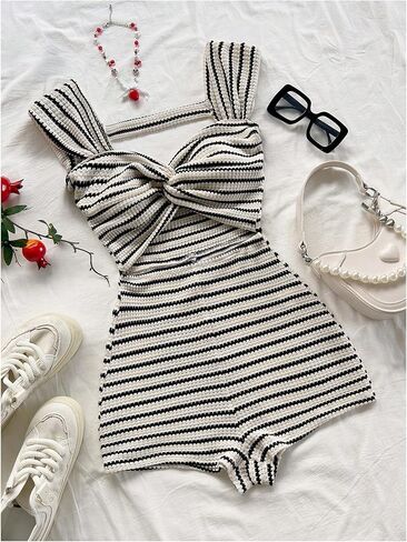 Milumia Women's Twist Twist Front Romper Hobless Serpsuit shorts lebsuit in Saudi Arabia