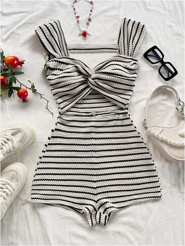 Milumia Women's Twist Twist Front Romper Hobless Serpsuit shorts lebsuit in Saudi Arabia