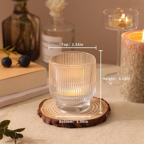 حاملي شموع العنبر النذري مجموعة من 6-2.55 "× 3" حاملي ضوء الشاي الخريف مع تصميم مضاعف أنيقة ، حاملي نذري زجاجي كبير لحفلات الزفاف بوهو ، عيد الشكر ، ديكور الحفلات القديمة in Kuwait