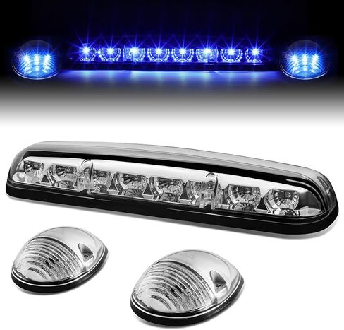 Auto Dynasty Compatible with Silverado Sierra GMT800 LED Cab Roof Top Center Running Light + Pair Side Lamps (Chrome White LED) in Saudi Arabia