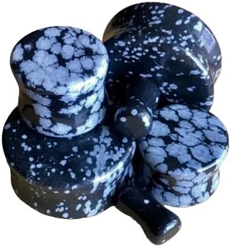 PAIR of Snowflake Obsidian Organic Stone Plugs Gauges - up to 25mm available! in Saudi Arabia
