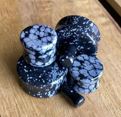 PAIR of Snowflake Obsidian Organic Stone Plugs Gauges - up to 25mm available! in Saudi Arabia