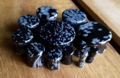 PAIR of Snowflake Obsidian Organic Stone Plugs Gauges - up to 25mm available! in Saudi Arabia