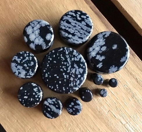 PAIR of Snowflake Obsidian Organic Stone Plugs Gauges - up to 25mm available! in Saudi Arabia