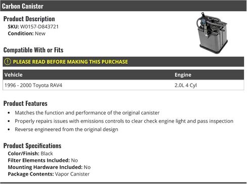 علبة الكربون-متوافقة مع 1996-2000 Toyota RAV4 2.0L 4 أسطوانات in Saudi Arabia