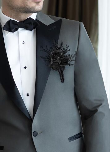 مجموعة corsage و boutonniere - معصم أسود للرجال حفلة موسيقية معصم الظلام لحفل زفاف القوطي in Saudi Arabia