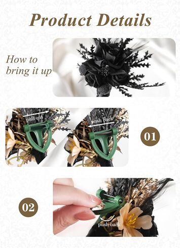 مجموعة corsage و boutonniere - معصم أسود للرجال حفلة موسيقية معصم الظلام لحفل زفاف القوطي in Saudi Arabia
