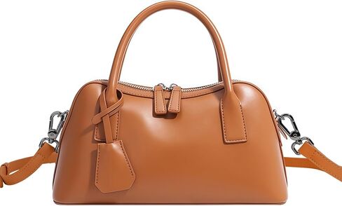 Genuine Leather shoulder Bag for Women with Top Handle， Satchel purse Bowler Handbags with zipper closure in Kuwait