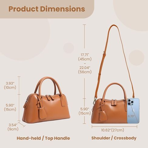 Genuine Leather shoulder Bag for Women with Top Handle， Satchel purse Bowler Handbags with zipper closure in Kuwait