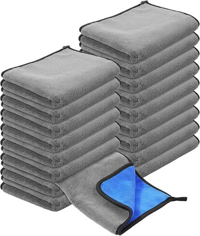 18 Count Microfiber Cleaning Towels for Cars 800 GSM Thick Plush Microfiber Cleaning Cloth Dusting Cloth Auto Detailing Absorbent Towels for Car Kitchen Window, 15.75 x 11.8 Inch in Saudi Arabia
