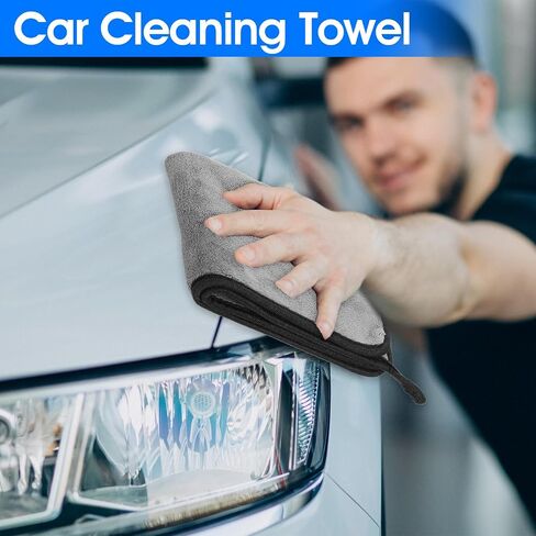 18 Count Microfiber Cleaning Towels for Cars 800 GSM Thick Plush Microfiber Cleaning Cloth Dusting Cloth Auto Detailing Absorbent Towels for Car Kitchen Window, 15.75 x 11.8 Inch in Saudi Arabia