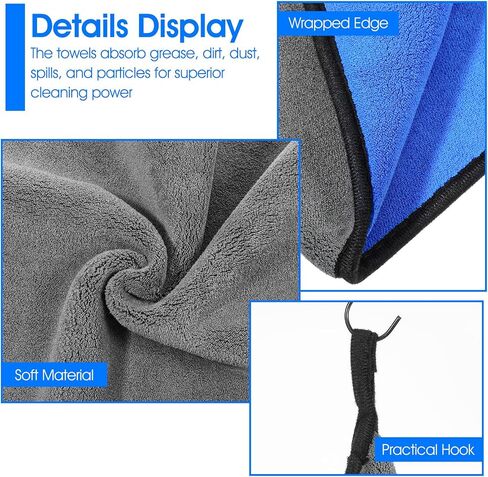 18 Count Microfiber Cleaning Towels for Cars 800 GSM Thick Plush Microfiber Cleaning Cloth Dusting Cloth Auto Detailing Absorbent Towels for Car Kitchen Window, 15.75 x 11.8 Inch in Saudi Arabia